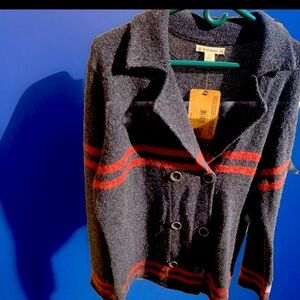 Ruff Hewn Women’s Retro Collared Varsity Sweater size XL Wool blend Grey